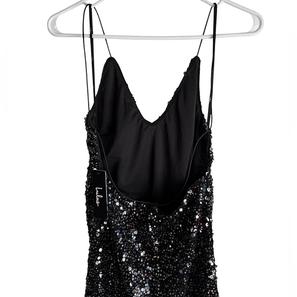 Lulus Sleeveless Open Back Black Sequin Mini Dress Size Small NWT - Picture 5 of 12